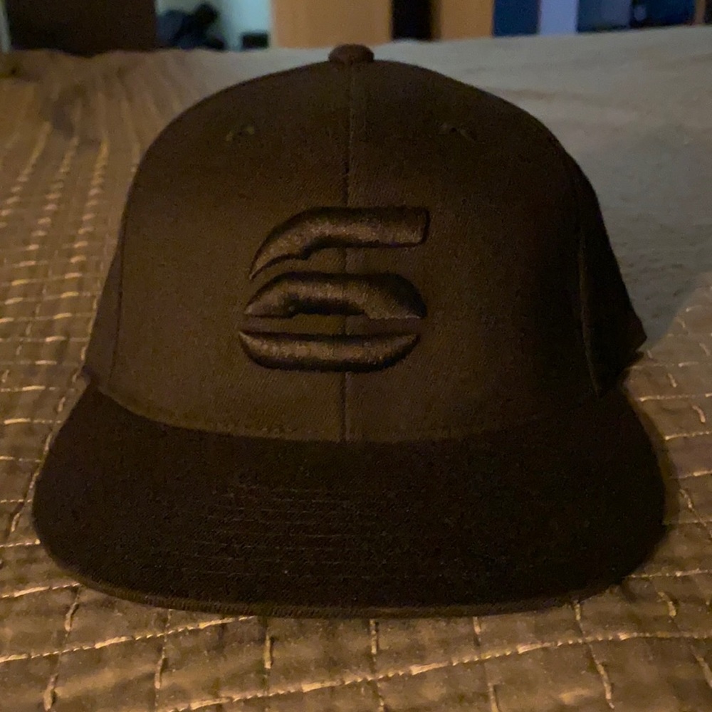 NEW TB12 6 Championships Black on Black Fitted Hat